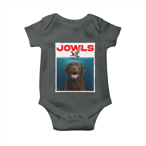 Chocolate Labrador Retriever Baby Onesie Funny Jowls Horror Dog Poster TS12 Dark Heather Print Your Wear