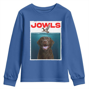 Chocolate Labrador Retriever Youth Sweatshirt Funny Jowls Horror Dog Poster TS12 Royal Blue Print Your Wear