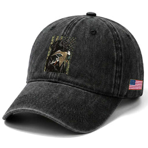 Patriotic Black Lab Washed Cotton Baseball Cap Hunting Dog American Flag Camo Gift TS12 Print Your Wear