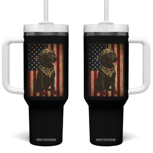 Black Labrador Tumbler With Handle Hunting American Flag Dog Lover Gift TS12 One Size: 40 oz Black Print Your Wear
