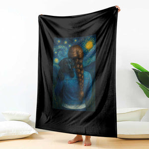 Starry Night Art Parody Throw Blanket Girl And Labrador Retriever Dog Mom Gift TS12 Print Your Wear