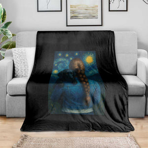 Starry Night Art Parody Throw Blanket Girl And Labrador Retriever Dog Mom Gift TS12 Print Your Wear