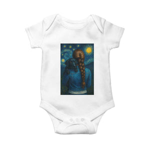 Starry Night Art Parody Baby Onesie Girl And Labrador Retriever Dog Mom Gift TS12 White Print Your Wear