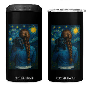 Starry Night Art Parody 4 in 1 Can Cooler Tumbler Girl And Labrador Retriever Dog Mom Gift TS12 One Size: 16 oz Black Print Your Wear