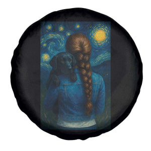 Starry Night Art Parody Spare Tire Cover Girl And Labrador Retriever Dog Mom Gift TS12 Print Your Wear