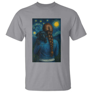 Starry Night Art Parody T Shirt Girl And Labrador Retriever Dog Mom Gift TS12 Sport Gray Print Your Wear
