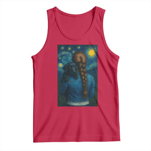 Starry Night Art Parody Tank Top Girl And Labrador Retriever Dog Mom Gift TS12 Red Print Your Wear
