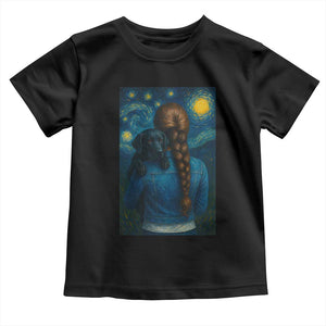 Starry Night Art Parody Toddler T Shirt Girl And Labrador Retriever Dog Mom Gift TS12 Black Print Your Wear