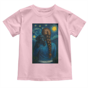 Starry Night Art Parody Toddler T Shirt Girl And Labrador Retriever Dog Mom Gift TS12 Light Pink Print Your Wear