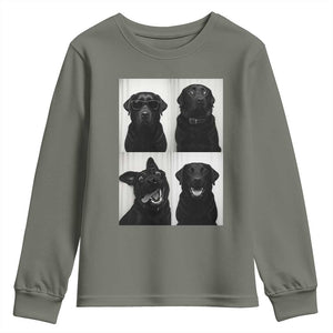 Funny Black Lab Youth Sweatshirt Photobooth Selfie Dog Mom Gift TS12 Military Green Print Your Wear