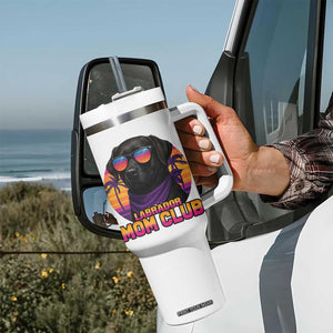 Funny Black Labrador Tumbler With Handle Dog Mom Retro Sunset Gift TS12 Print Your Wear