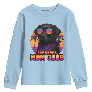 Funny Black Labrador Youth Sweatshirt Dog Mom Retro Sunset Gift TS12 Light Blue Print Your Wear