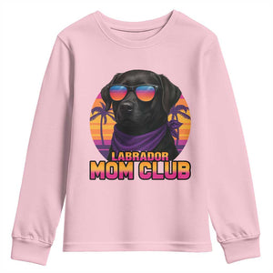 Funny Black Labrador Youth Sweatshirt Dog Mom Retro Sunset Gift TS12 Light Pink Print Your Wear