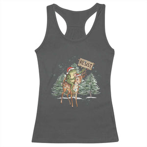 Resist Portland Frog Protest Christmas Racerback Tank Top Funny Holiday Meme Gift Idea TS12 Dark Heather Print Your Wear