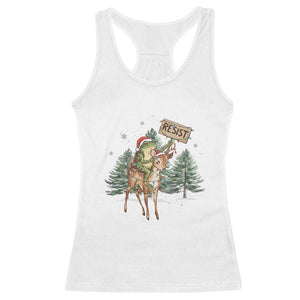 Resist Portland Frog Protest Christmas Racerback Tank Top Funny Holiday Meme Gift Idea TS12 White Print Your Wear