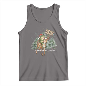 Resist Portland Frog Protest Christmas Tank Top Funny Holiday Meme Gift Idea TS12 Deep Heather Print Your Wear