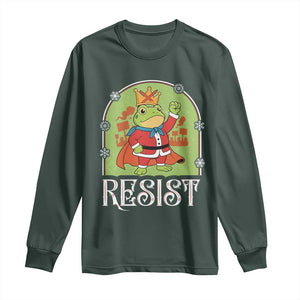 Resist Portland Frog Protest Long Sleeve Shirt Funny No Kings Christmas Gift TS12 Dark Forest Green Print Your Wear