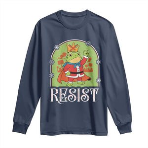 Resist Portland Frog Protest Long Sleeve Shirt Funny No Kings Christmas Gift TS12 Navy Print Your Wear