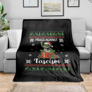 Frogs Against Fascism Ugly Sweater Throw Blanket Funny Portland Christmas Frog Gift TS12 Print Your Wear