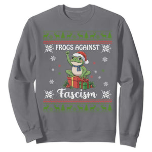 Frogs Against Fascism Ugly Sweater Sweatshirt Funny Portland Christmas Frog Gift TS12 Charcoal Print Your Wear