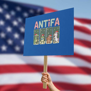 Funny Christmas Frogtifa Protest Sign Portland Resist Frog Protest TS12 Horizontal 18" × 24" Blue Print Your Wear