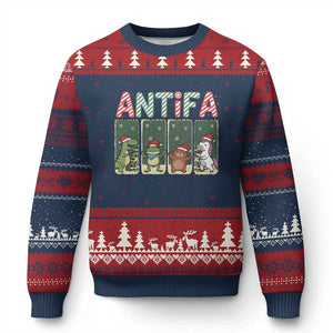 Funny Xmas Frogtifa Ugly Christmas Sweater Portland Resist Frog Protest TS12 Navy Red Print Your Wear