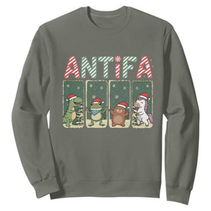 Funny Christmas Frogtifa Sweatshirt Portland Resist Frog Protest TS12 Military Green Print Your Wear