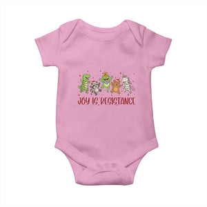 Joy Is Resistance Baby Onesie Funny Portland Frog Protest Christmas Gift TS12 Light Pink Print Your Wear
