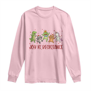 Joy Is Resistance Long Sleeve Shirt Funny Portland Frog Protest Christmas Gift TS12 Light Pink Print Your Wear