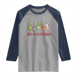 Joy Is Resistance Raglan Shirt Funny Portland Frog Protest Christmas Gift TS12 Sport Gray Navy Print Your Wear