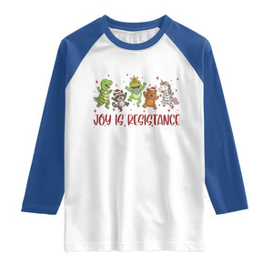 Joy Is Resistance Raglan Shirt Funny Portland Frog Protest Christmas Gift TS12 White Royal Print Your Wear