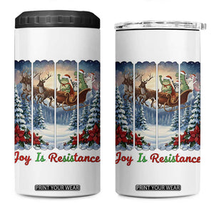 Joy Is Resistance Portland Frog Protest 4 in 1 Can Cooler Tumbler Funny Holiday Meme Gift Idea - Print Your Wear