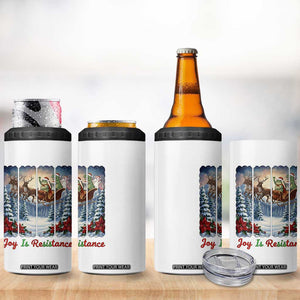 Joy Is Resistance Portland Frog Protest 4 in 1 Can Cooler Tumbler Funny Holiday Meme Gift Idea - Print Your Wear