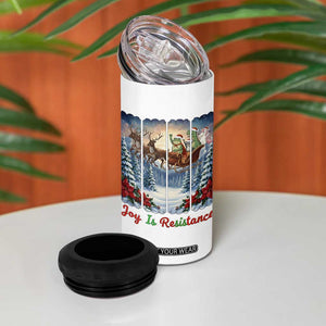 Joy Is Resistance Portland Frog Protest 4 in 1 Can Cooler Tumbler Funny Holiday Meme Gift Idea - Print Your Wear