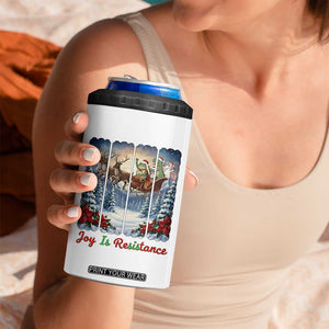 Joy Is Resistance Portland Frog Protest 4 in 1 Can Cooler Tumbler Funny Holiday Meme Gift Idea - Print Your Wear