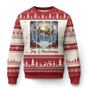 Joy Is Resistance Portland Frog Protest Ugly Christmas Sweater Funny Holiday Meme Gift Idea TS12 Beige Red Print Your Wear