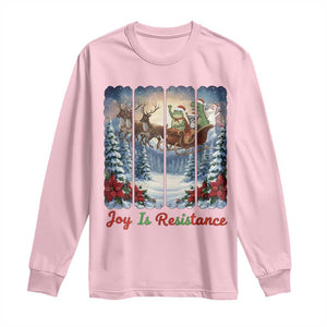 Joy Is Resistance Portland Frog Protest Long Sleeve Shirt Funny Holiday Meme Gift Idea TS12 Light Pink Print Your Wear