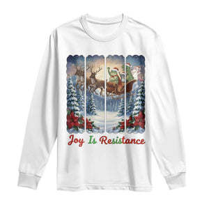 Joy Is Resistance Portland Frog Protest Long Sleeve Shirt Funny Holiday Meme Gift Idea TS12 White Print Your Wear