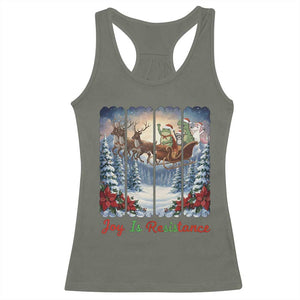 Joy Is Resistance Portland Frog Protest Racerback Tank Top Funny Holiday Meme Gift Idea TS12 Military Green Print Your Wear
