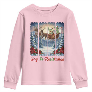 Joy Is Resistance Portland Frog Protest Youth Sweatshirt Funny Holiday Meme Gift Idea TS12 Light Pink Print Your Wear