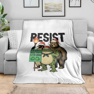 Funny Christmas Frogs Together Strong Throw Blanket Portland Resist Meme Gift TS12 Print Your Wear