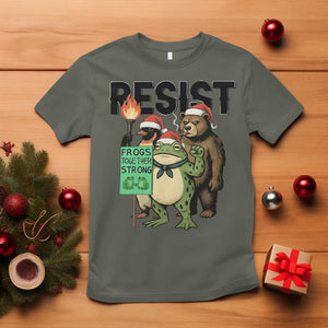 Funny Christmas Frogs Together Strong T Shirt Portland Resist Meme Gift TS12 Military Green Print Your Wear