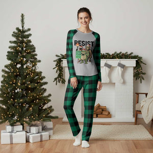 Funny Xmas Frogs Together Strong Plaid Pajama Set Portland Resist Meme Gift TS12 Green Plaid Print Your Wear