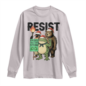 Funny Christmas Frogs Together Strong Long Sleeve Shirt Portland Resist Meme Gift TS12 Ice Gray Print Your Wear