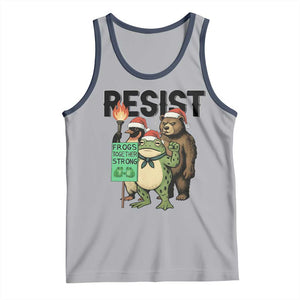 Funny Christmas Frogs Together Strong Tank Top Portland Resist Meme Gift TS12 Athletic Heather Navy Print Your Wear