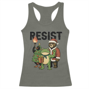 Portland Frog Protest Frogs Together Strong Racerback Tank Top Funny Holiday Gift TS12 Military Green Print Your Wear