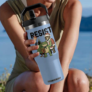 Portland Frog Protest Frogs Together Strong Flip Straw Tumbler Funny Holiday Gift TS12 One Size: 30 oz Light Blue Print Your Wear
