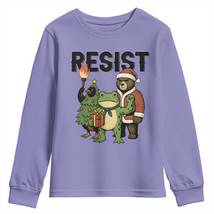 Portland Frog Protest Frogs Together Strong Youth Sweatshirt Funny Holiday Gift TS12 Violet Print Your Wear