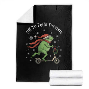 Portland Frog Protest Off To Fight Fascism Throw Blanket Funny Christmas Gift TS12 Black Print Your Wear