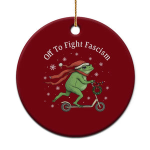 Portland Frog Protest Off To Fight Fascism Ceramic Ornament Funny Xmas Gift TS12 1pc Red Print Your Wear